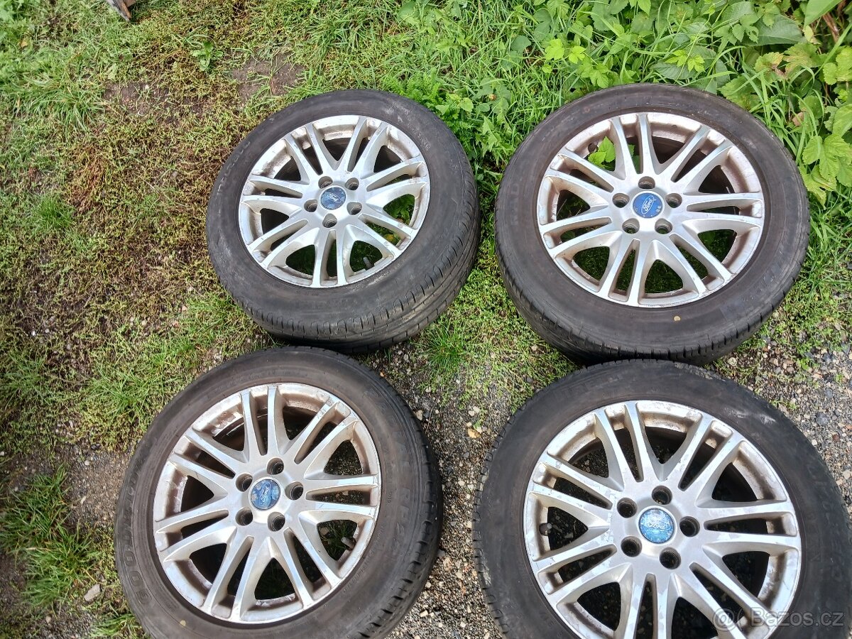 Ford 5x108 16 ET50 originál alu kola disky pneu super stav -