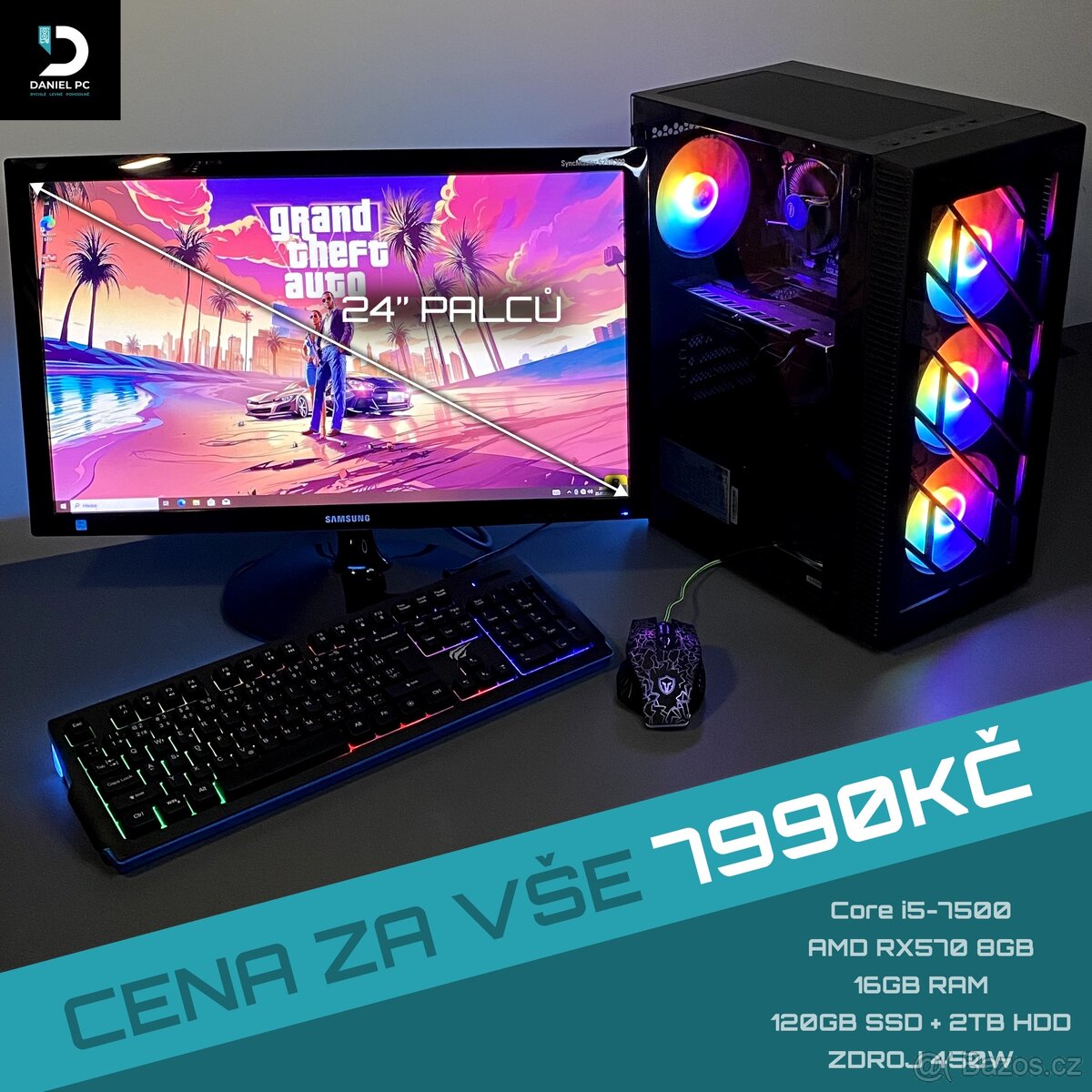 Herní PC set Core i5-7500 / RX570 8GB / 16GB DDR4 / SSD+HDD