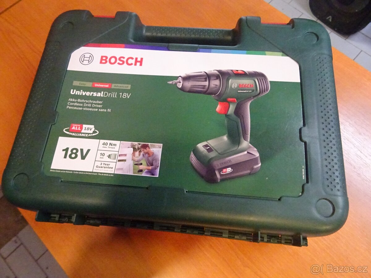 Aku vrtačka bosch universal drill 18 v. Nová, orig. zabalená