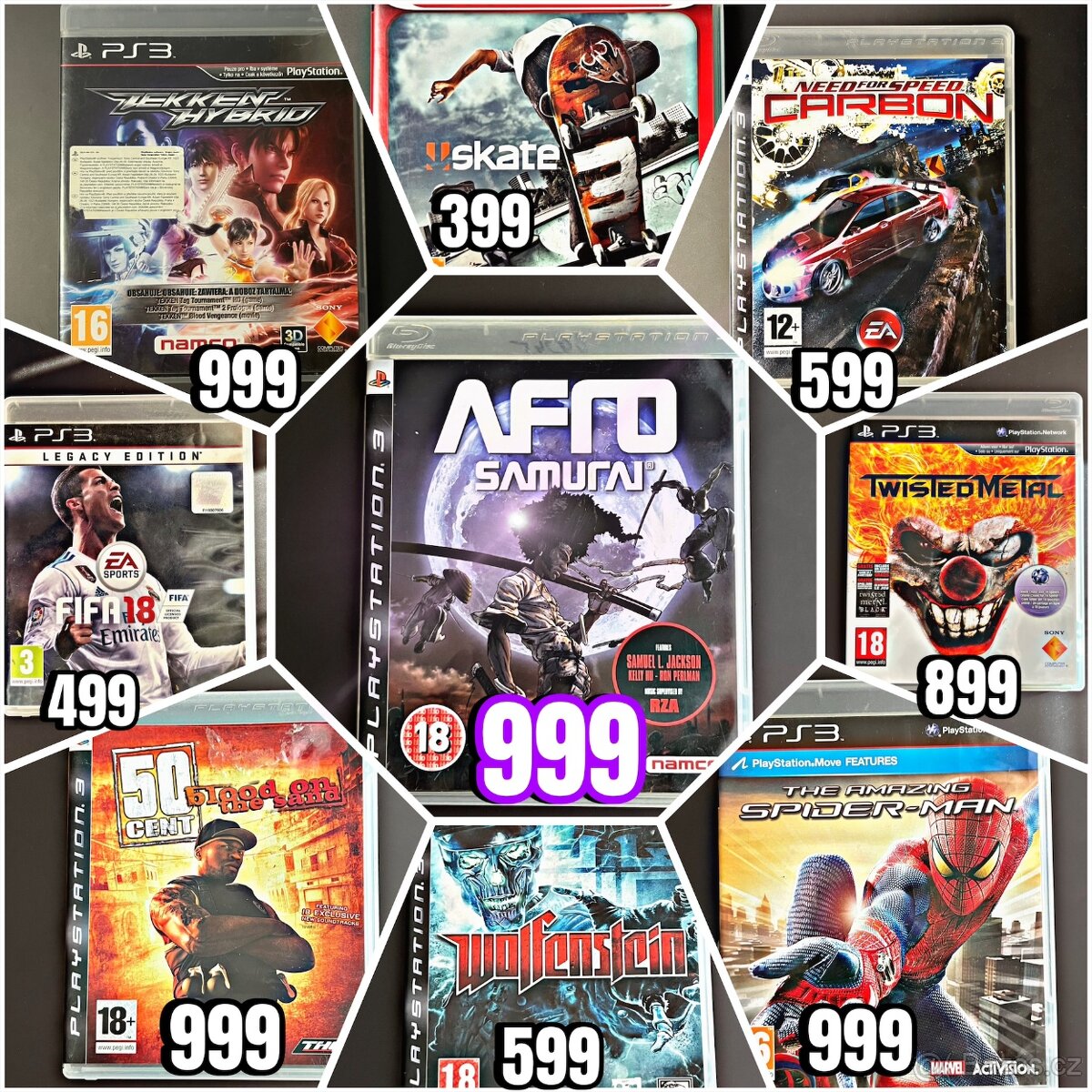 Unikátní sbírka PS3 her: Afro Samurai,TwistedMetal,50cent...