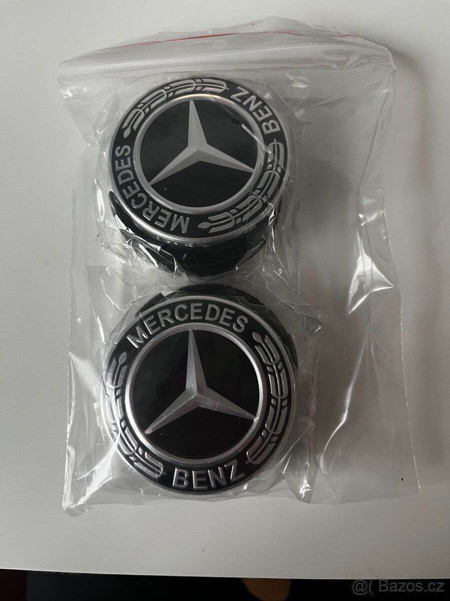 Středové krytky kol Mercedes 75 mm Sada 4 ks