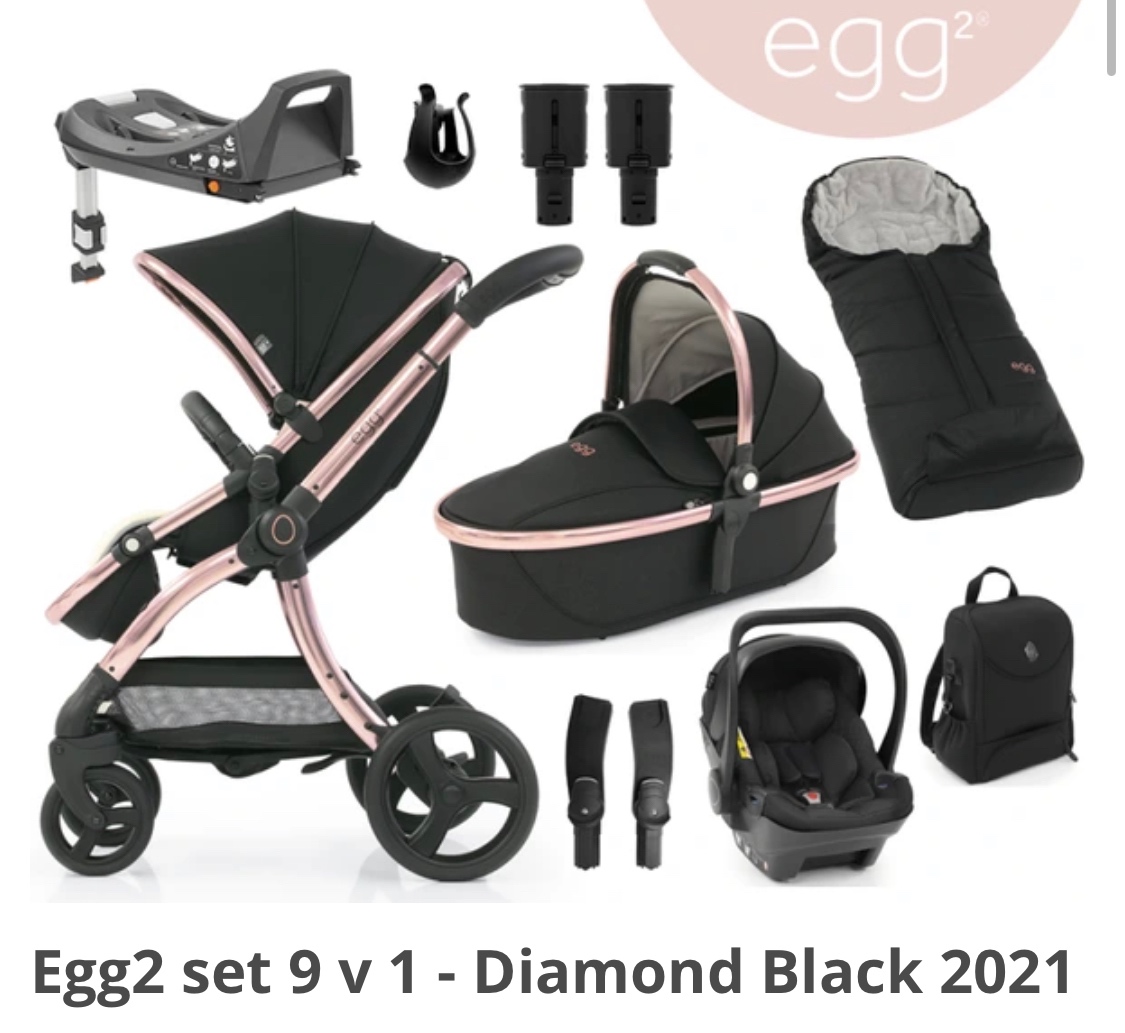 Kočárek EGG Diamond Black rose 8 v 1