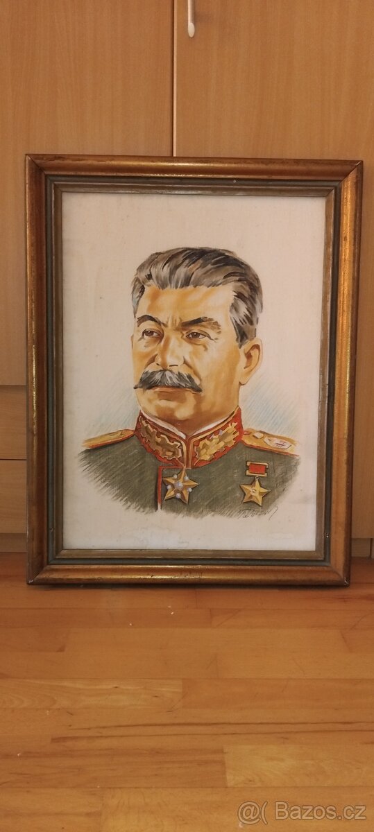 Stalin, velký obraz na plátně.