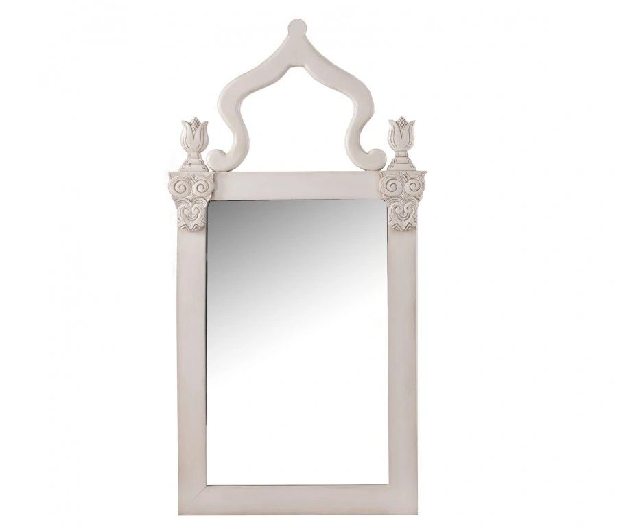Stylové krémové zrcadlo 140x70cm dřevěné