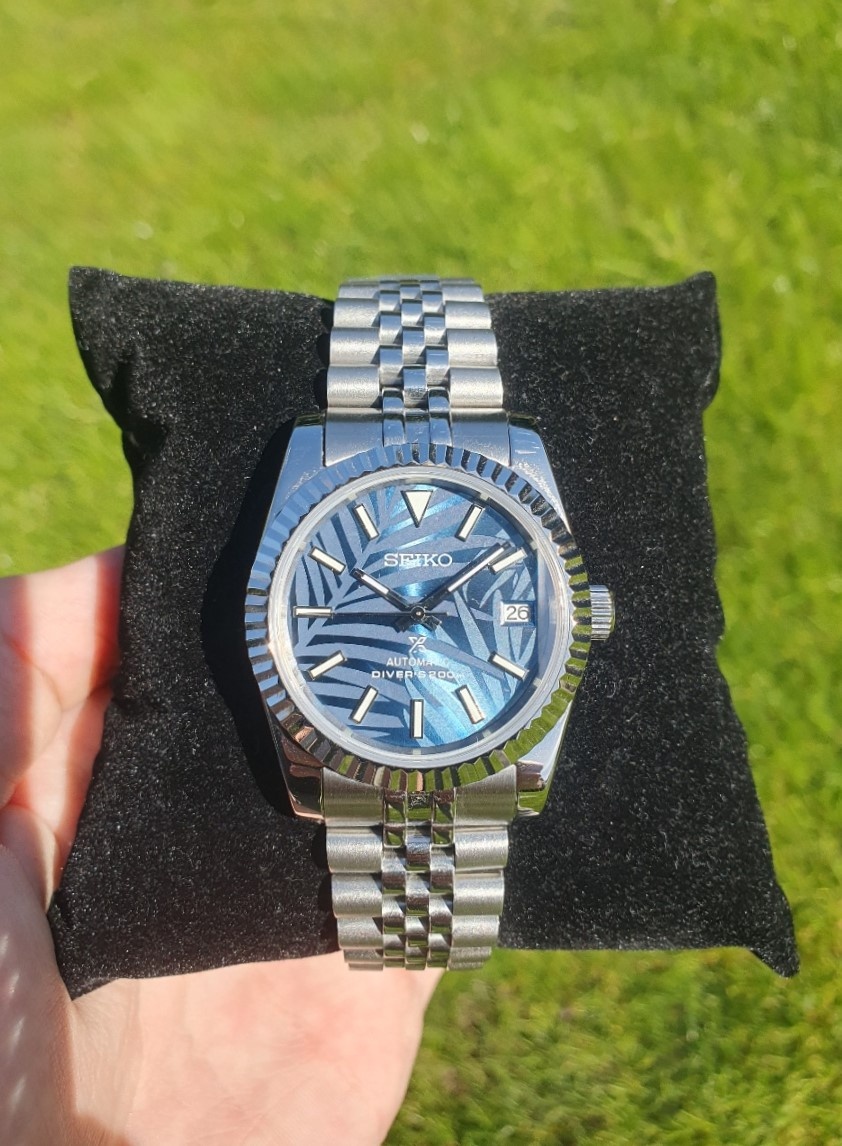 Seiko Mod Datejust leaf blue dial Automatické