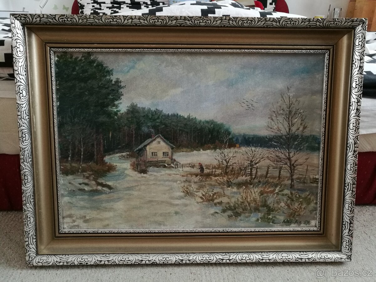 Olej na plátně - Emil Wänke (60,5 x 41 cm)