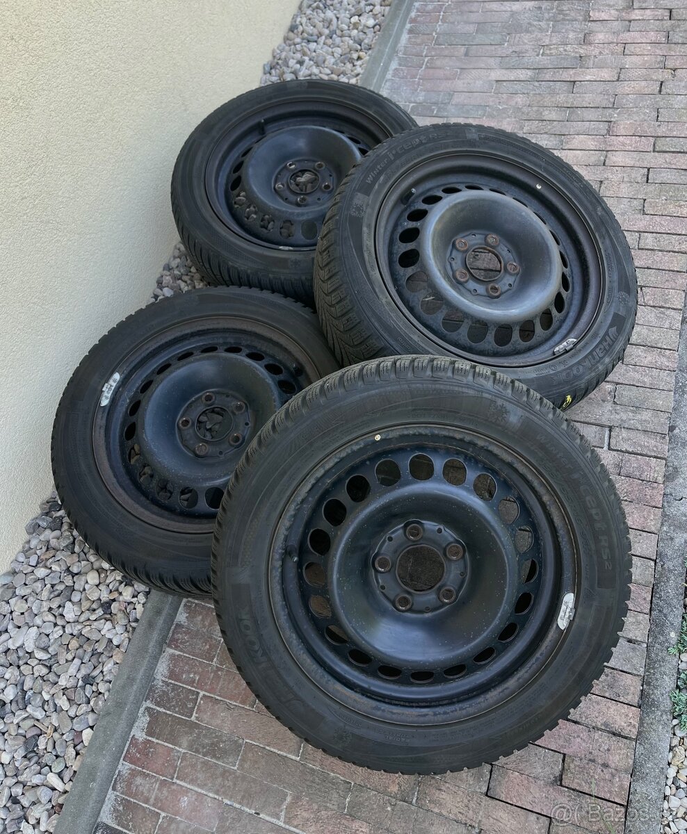 Plechové disky 5x112 16 se zimním pneu Hankook 195/55 R16