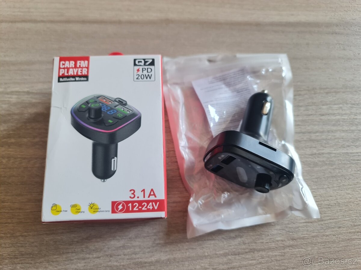 FM Transmitter do auta s RGB,USB/USB-C, Bluetooth, mp3 nové