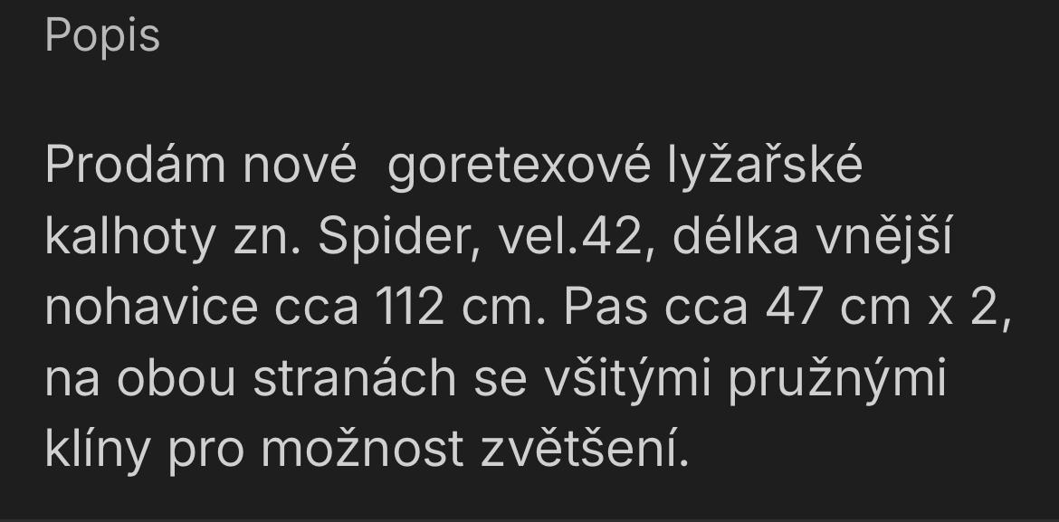 Lyžařské dámske kalhoty Spyder vel.42 nové