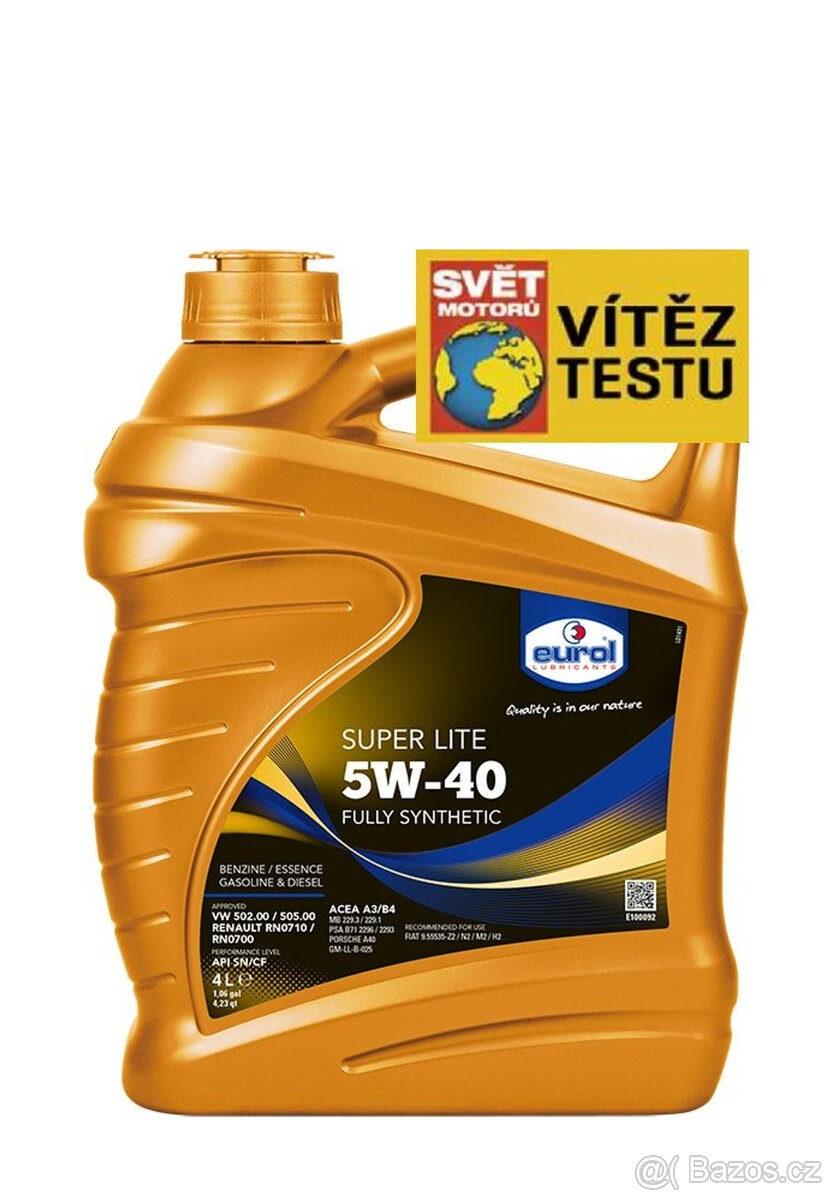 .EUROL Super Lite 5W-40, 4 l - vítěz testu olejů.