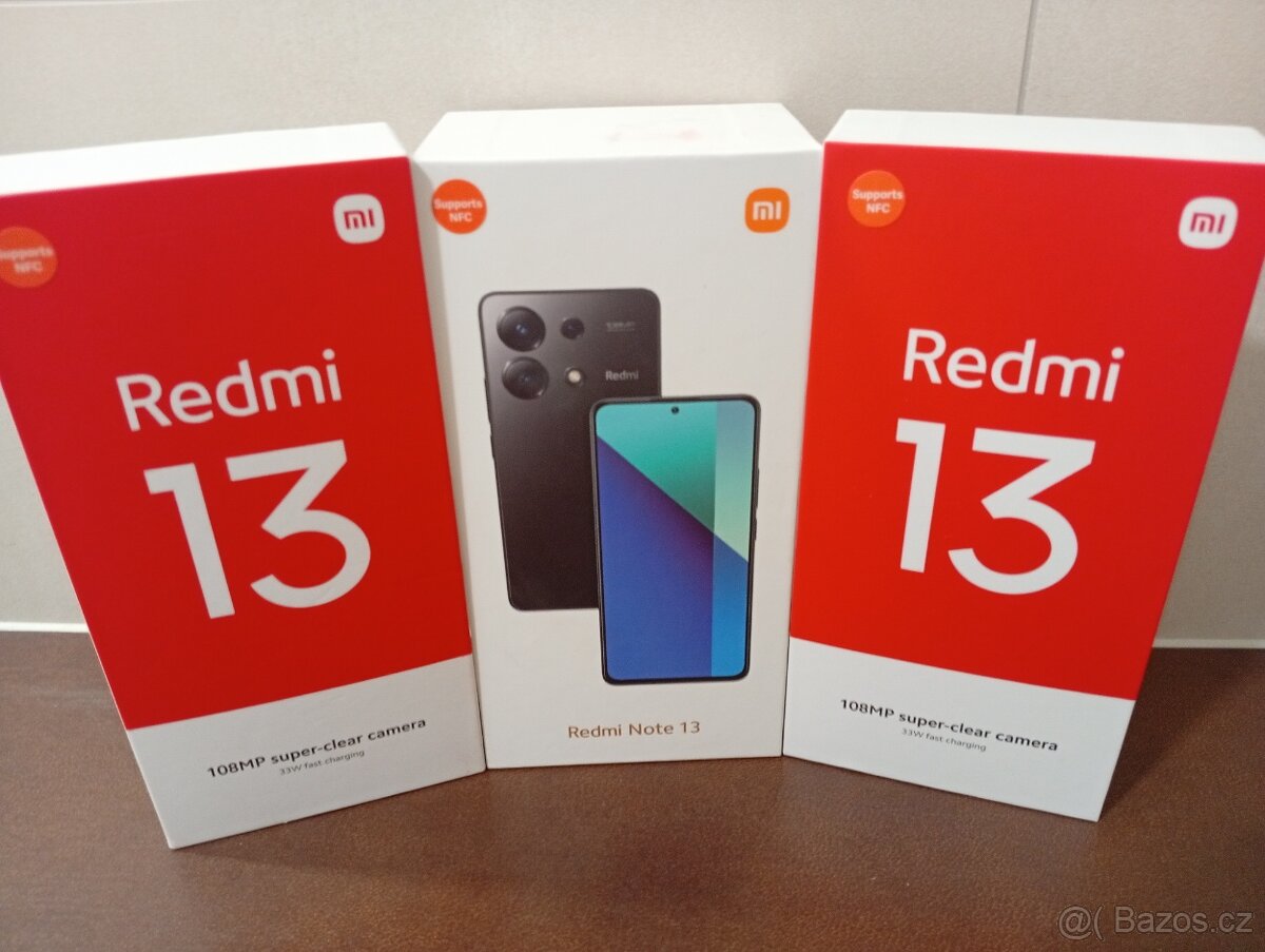 3x telefon Xiaomi (2x Redmi 13 a 1x Redmi Note 13) 8GB/256GB