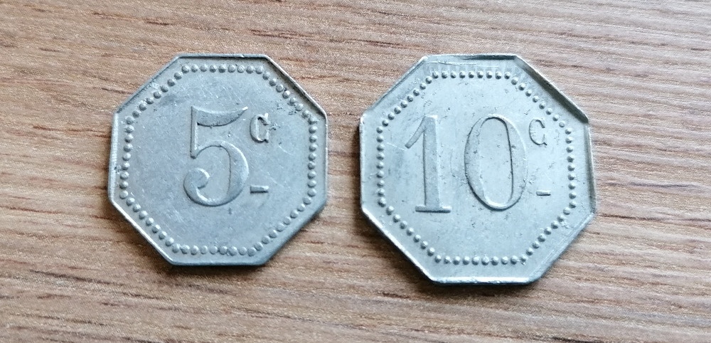 Francie 5 a 10 Centimes 1914-1924 nouzové lokální mince