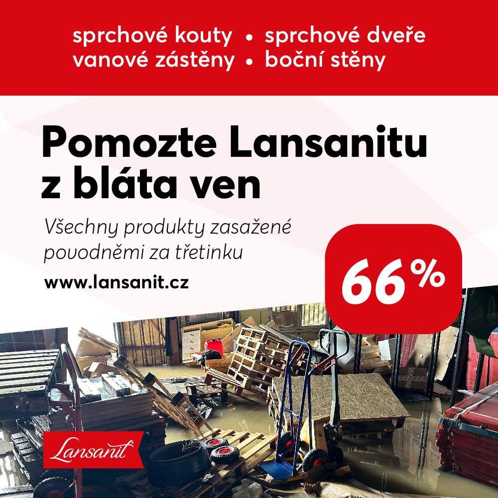 Sprchové kouty a zástěny se slevou 66% po povodních