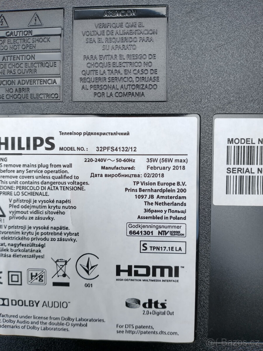 Náhradní díly na TV Philips 32PFS4132/12