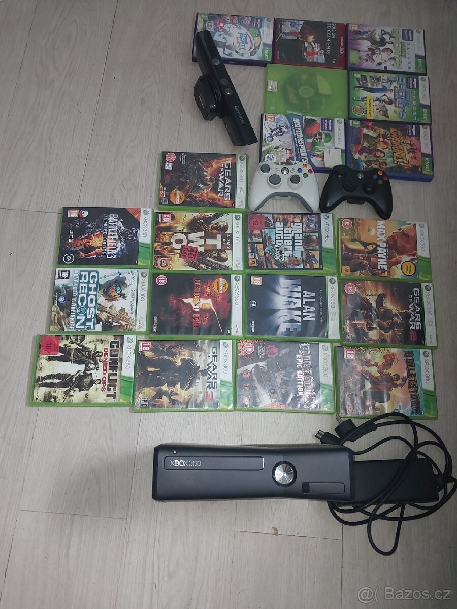 Xbox 360 +2 ovladače+ kinect +20 her