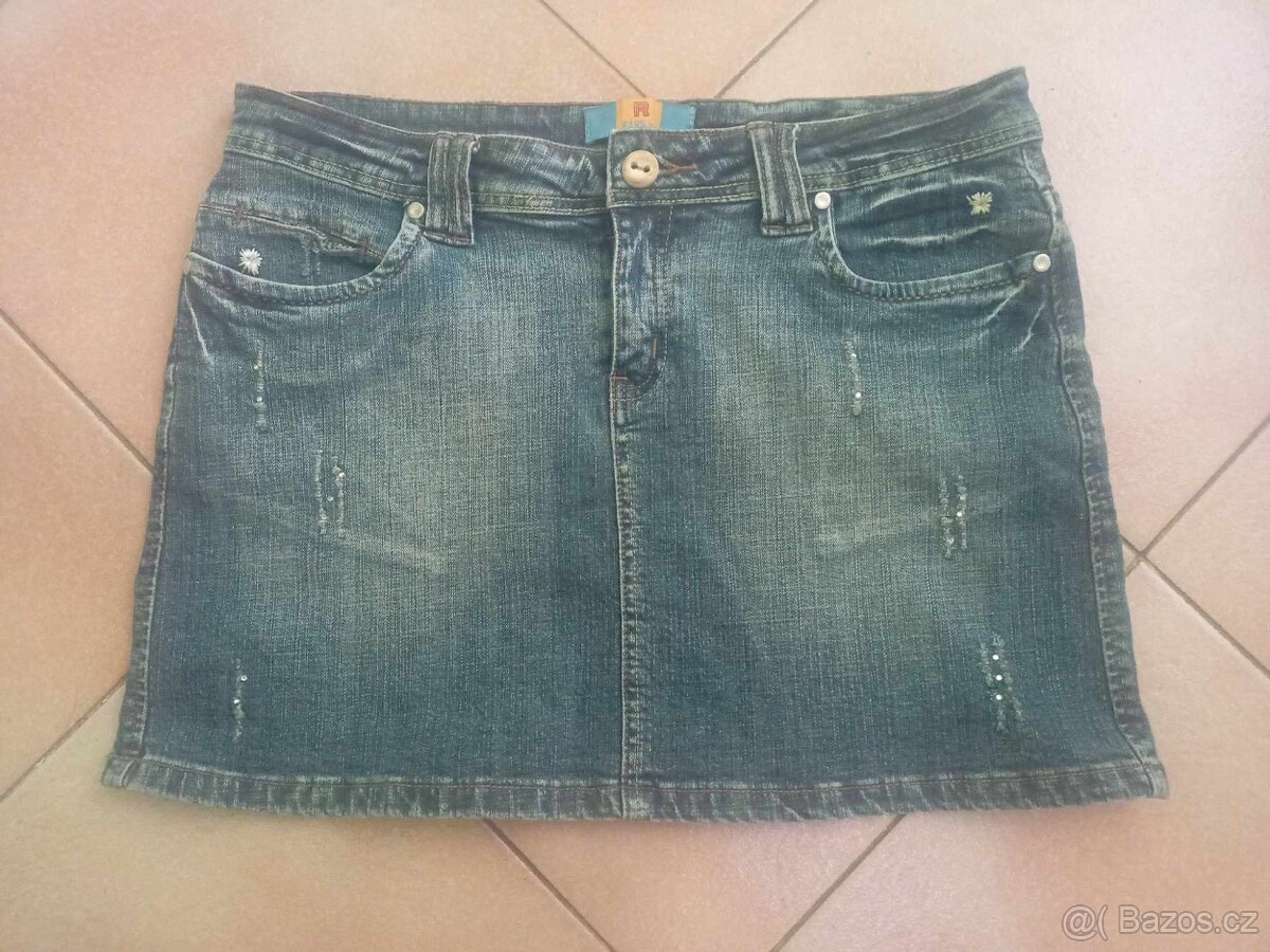 2x džínová sukně vel. 42 zn. Rjeans a vel. 36/38 zn MNG