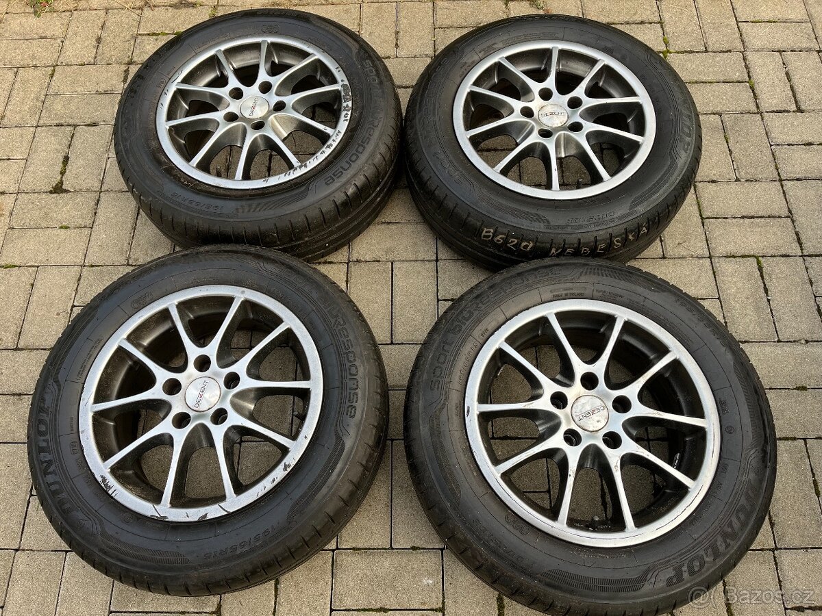 4x alu disky 5x108 R15, letní pneu 80%