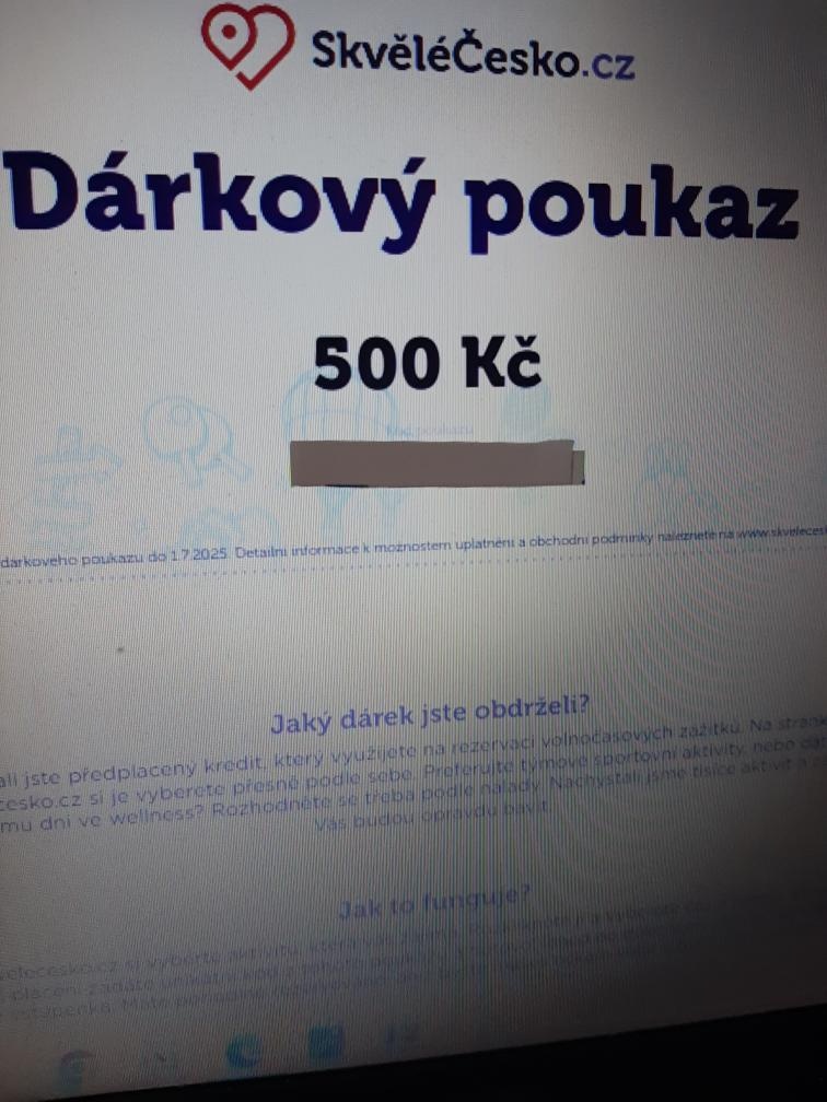 Dárkový poukaz Skvělé Česko 500 Kč, platný do 1.7.2025,