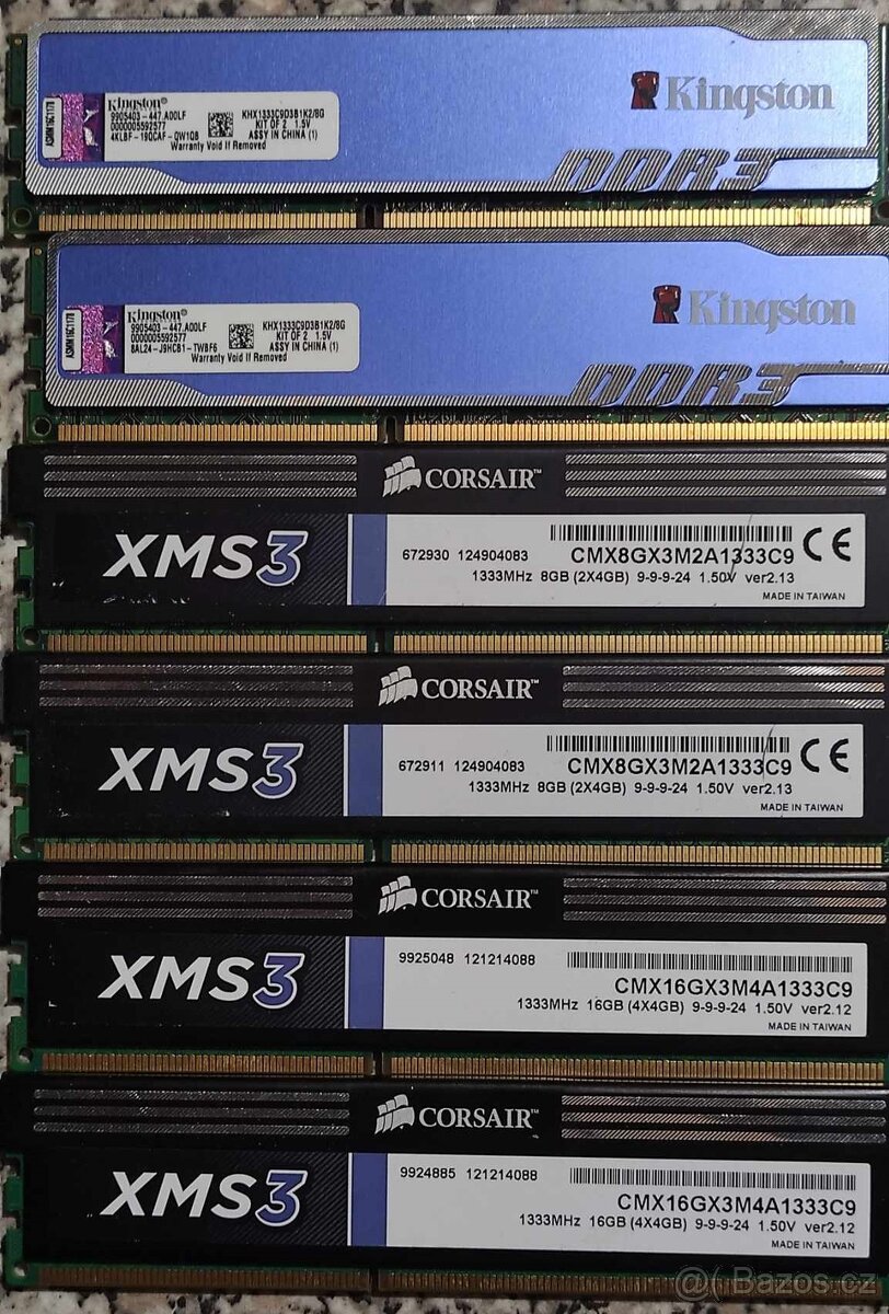 4x4GB DDR3 1333 + 2x4GB DDR 1333 CL9 bez XMP