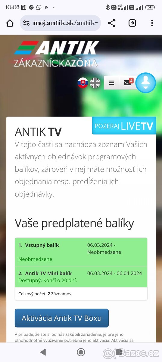 Prístup k iptv ANTIK