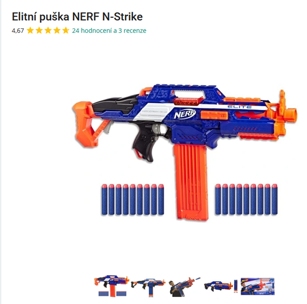 Elitní puška NERF N-Strike - jako nová