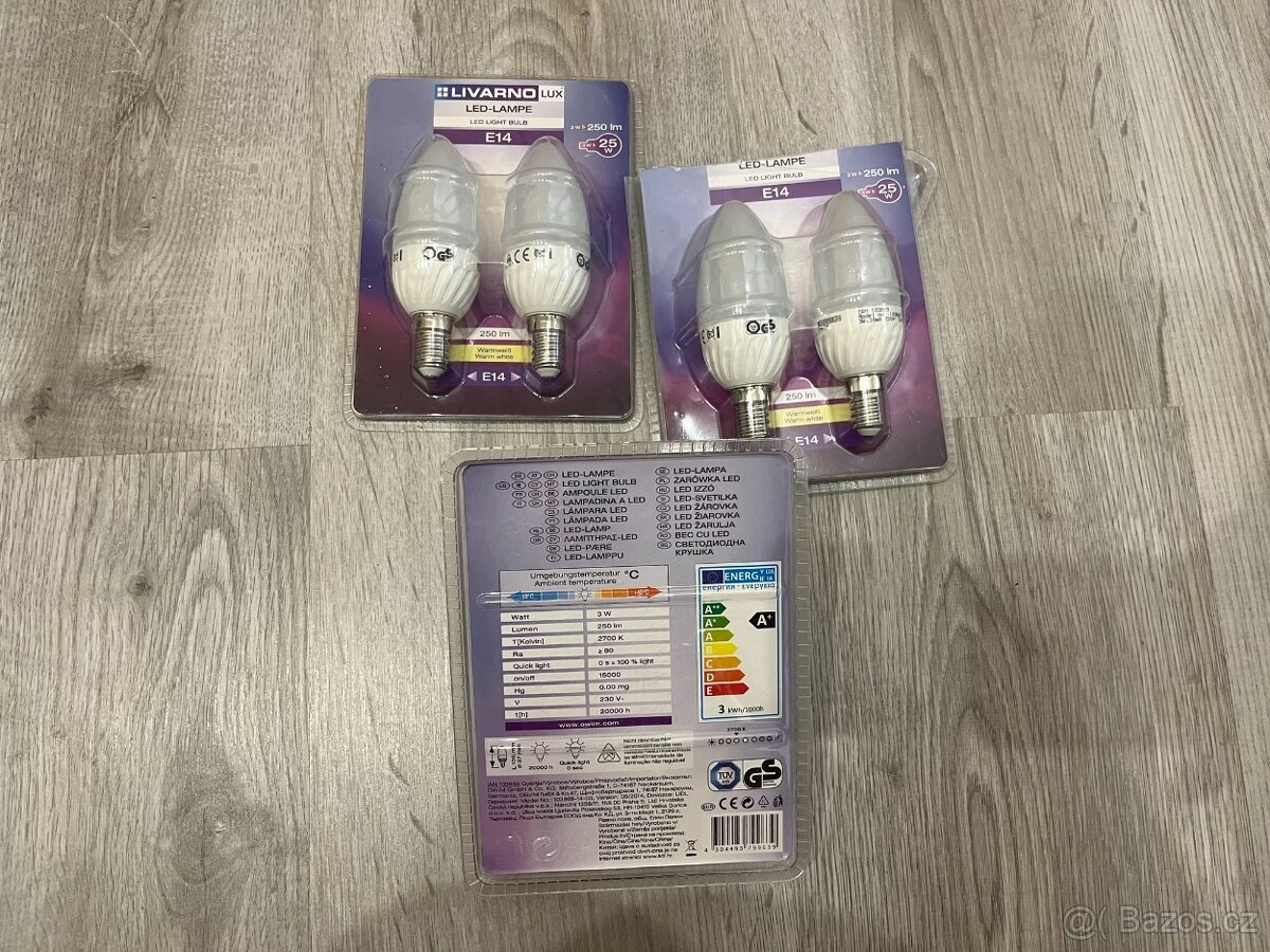 Prodám úplně nové LED žárovky patice E14