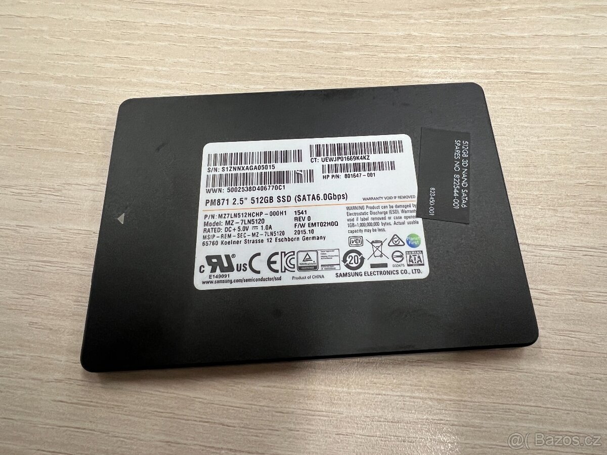 Samsung SSD PM871, 512gb,2.5, SATA III - nový kus