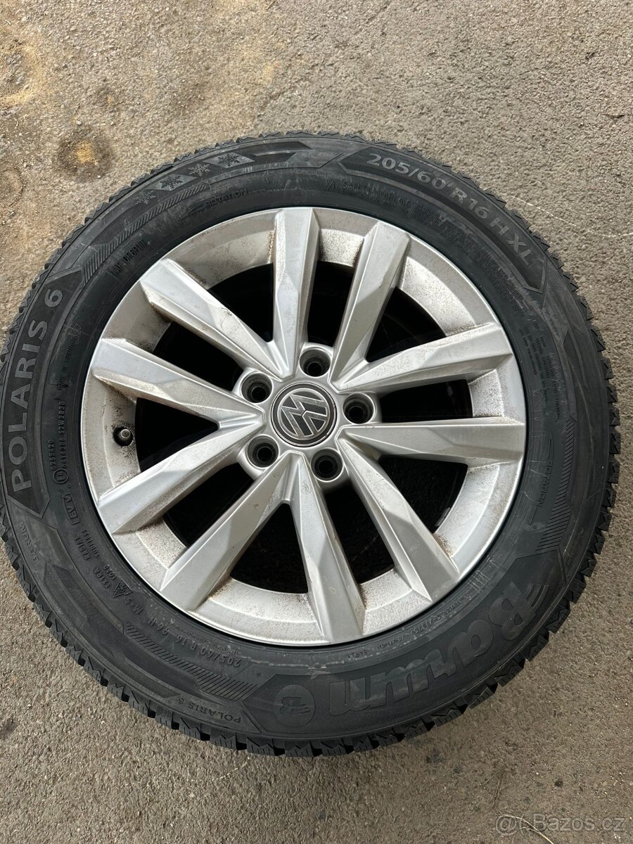 Zimní komplet VW alu, nové pneu Barum Polaris 6, 205/60 R16