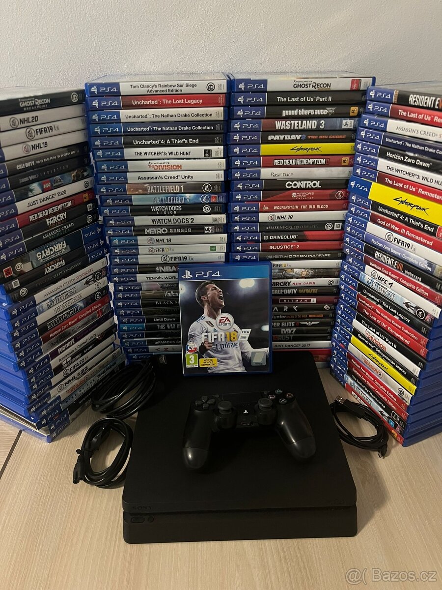 PS4 PlayStation 4 Slim 1 TB s jedním ovladačem a hra