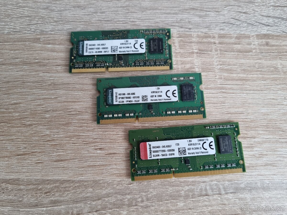 Operační paměť 4GB DDR3 / DDR3L 1600MHz, So-dimm