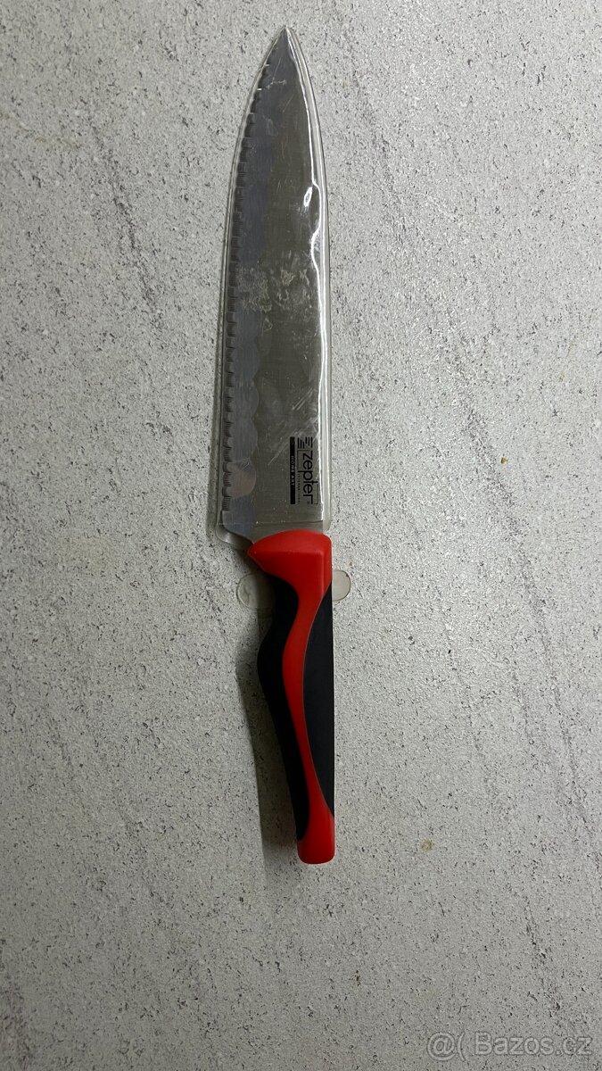 kuchařský velký nůž ZEPTER vroubkovaný + škrabka ZEPTER
