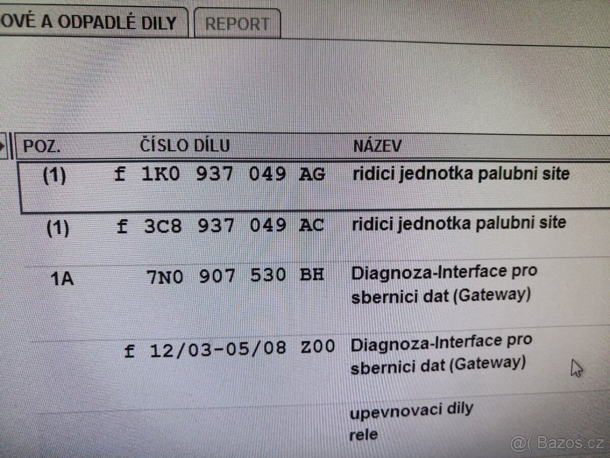 řídící jednotka alubní sítě 3c0937049al