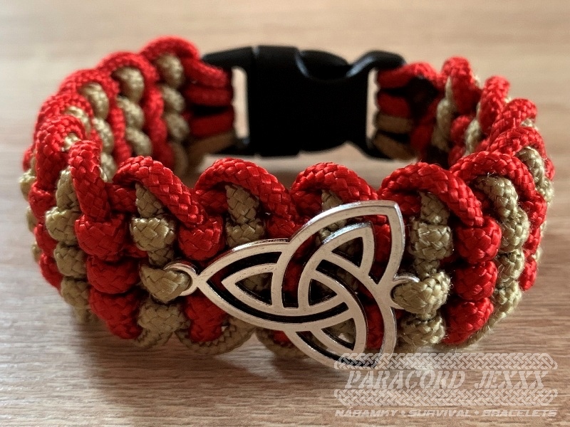 PARACORD náramek TRIQUETRA (19 cm) red - bronze