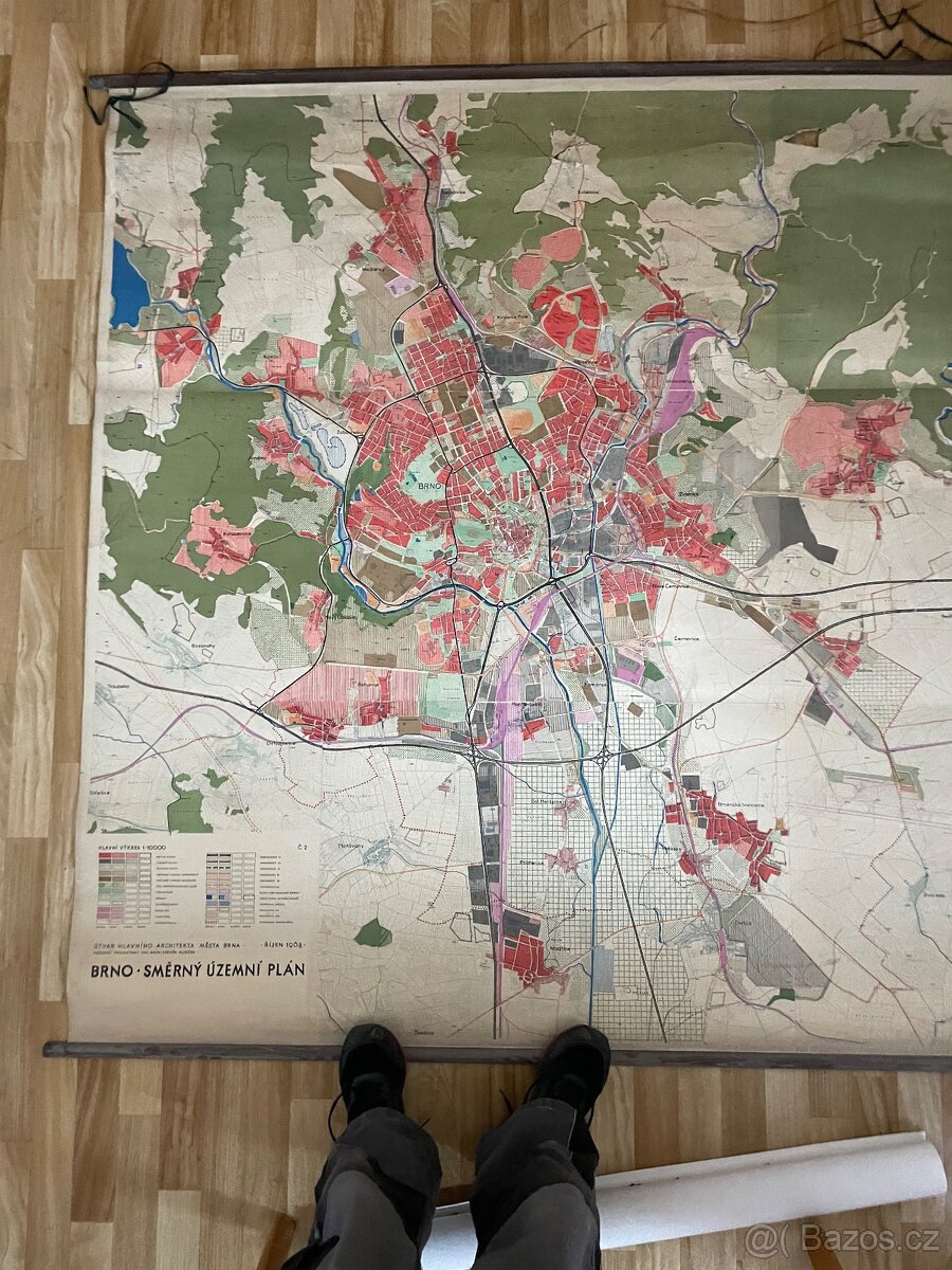 Mapa Územní plán města Brno 1968