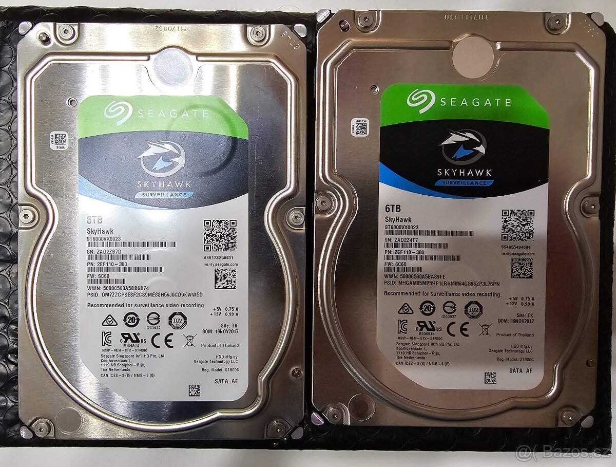 PRODÁM SADU 2x HDD SEAGATE SKYHAWK 6TB