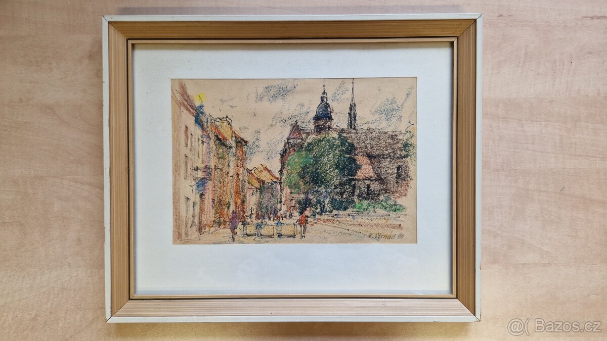 Obraz, malíř Vojtěch Strnad, uhel, 1990