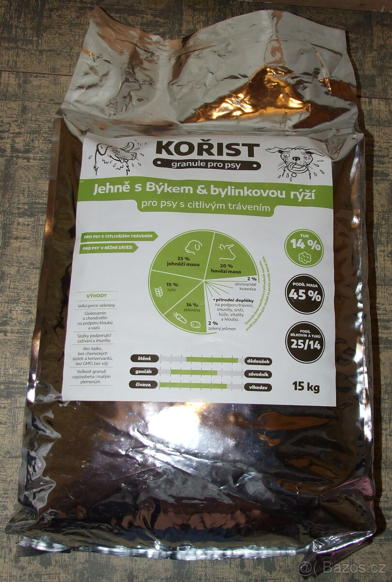 Granule pro psy Kořist Jehně s Býkem a bylinkovou rýží, 15kg