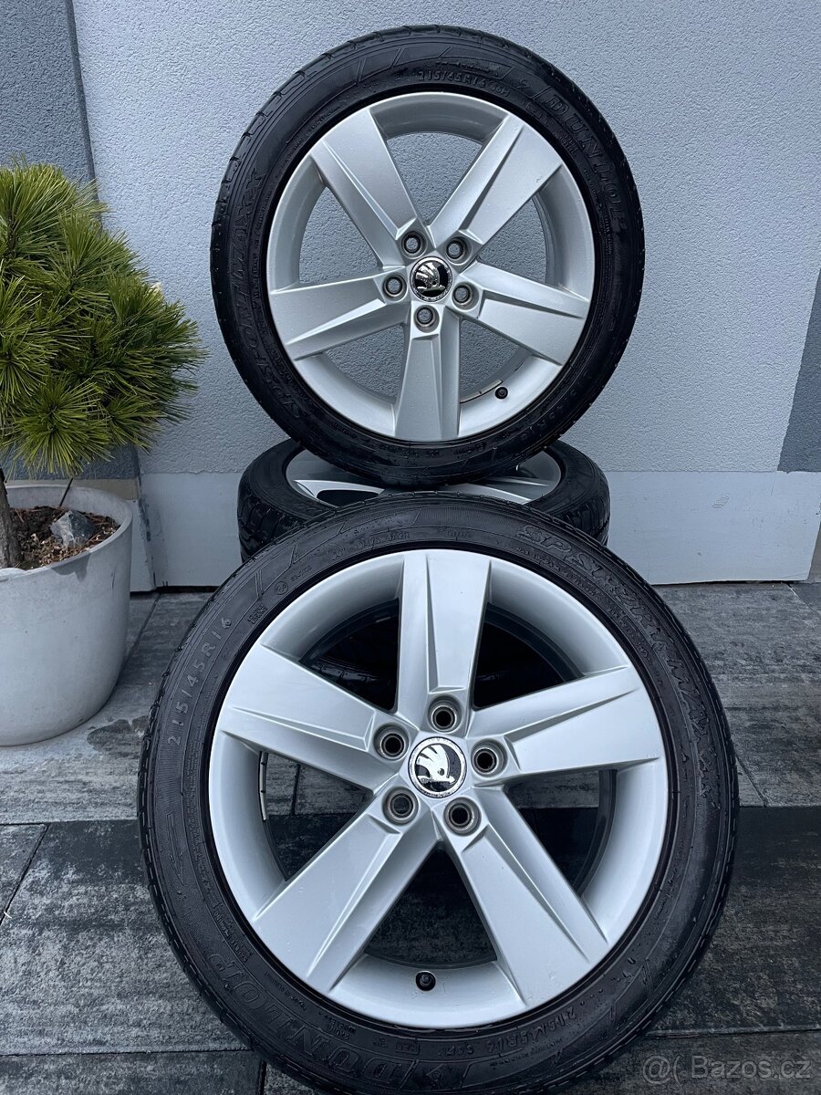 5x100 215/45 R16 letní sada - originál Škoda