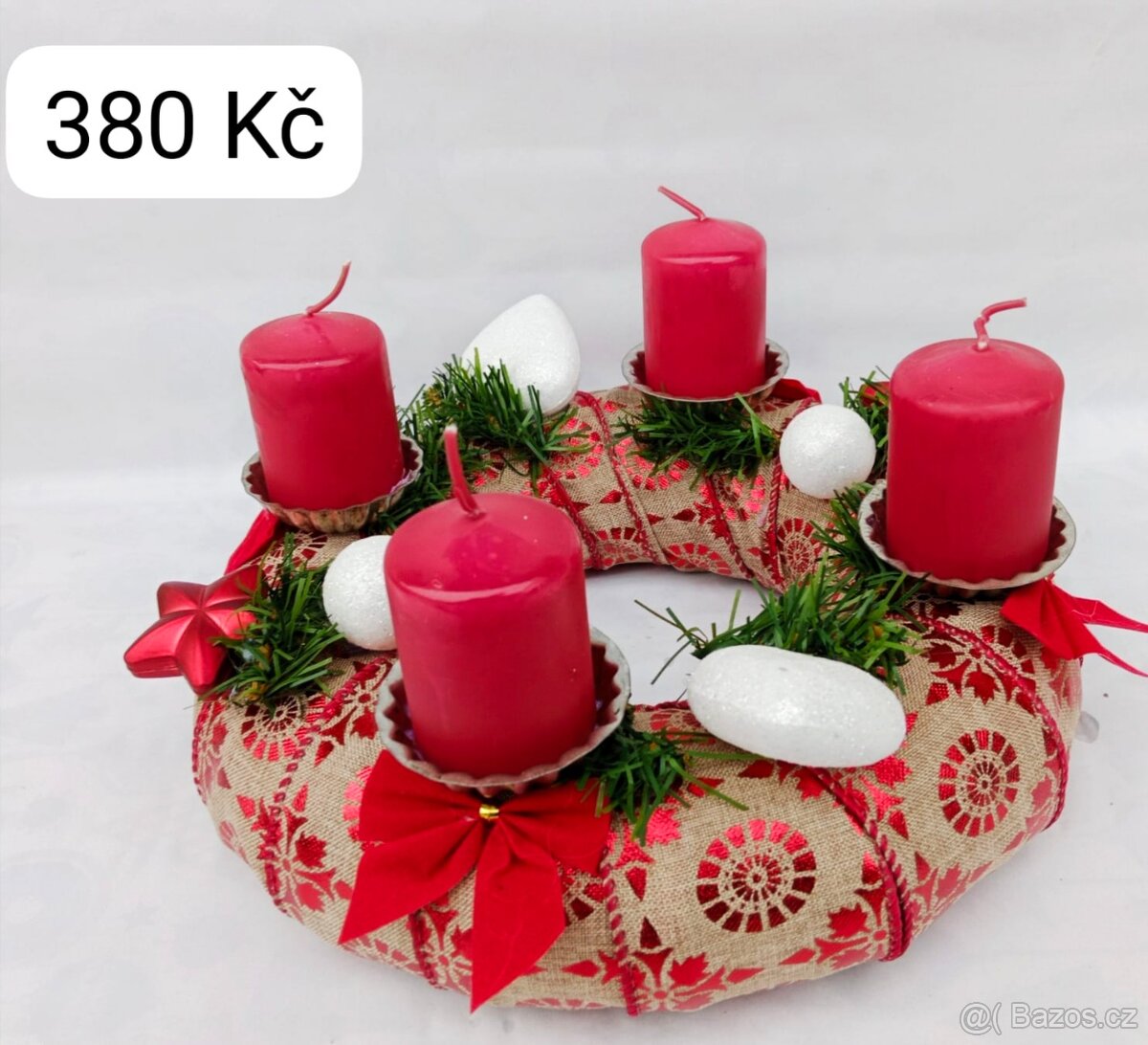 Prodám trvanlivý adventní věnec ( do červené barvy)