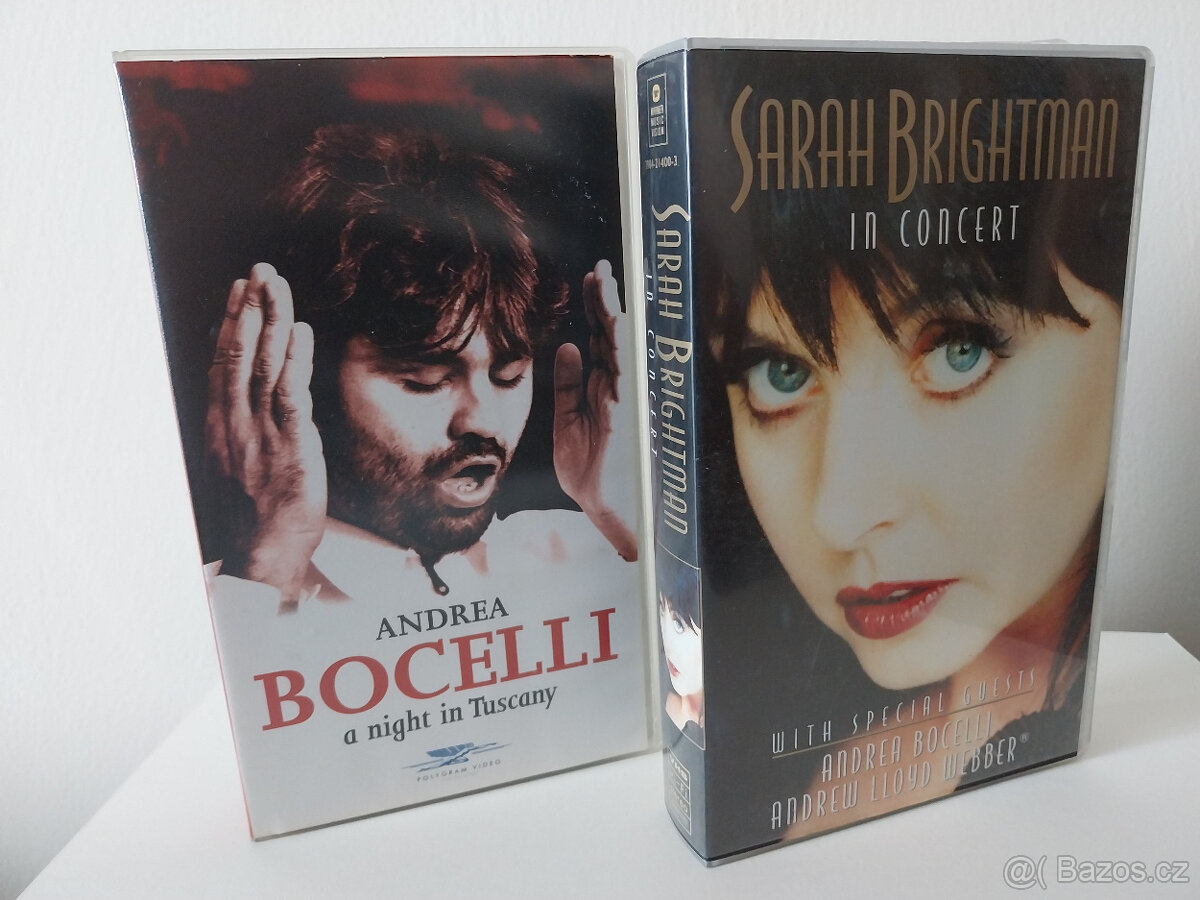 VHS koncerty Sarah Brightman a Andrea Bocelli 2 ks z r. 1997