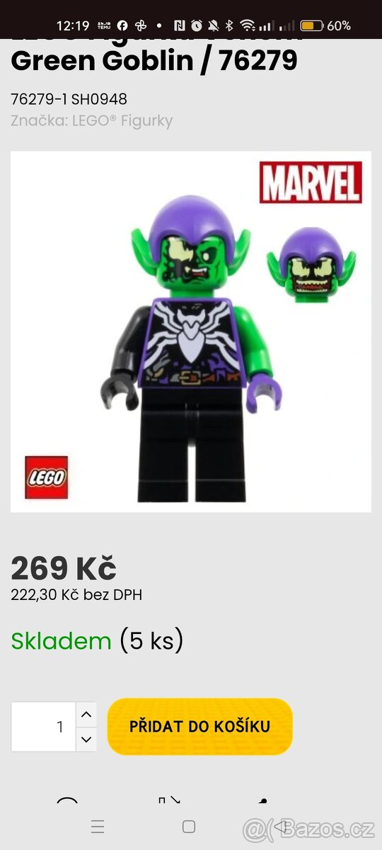 Lego Marvel Spiderman Venom Green- s doplnkem nové