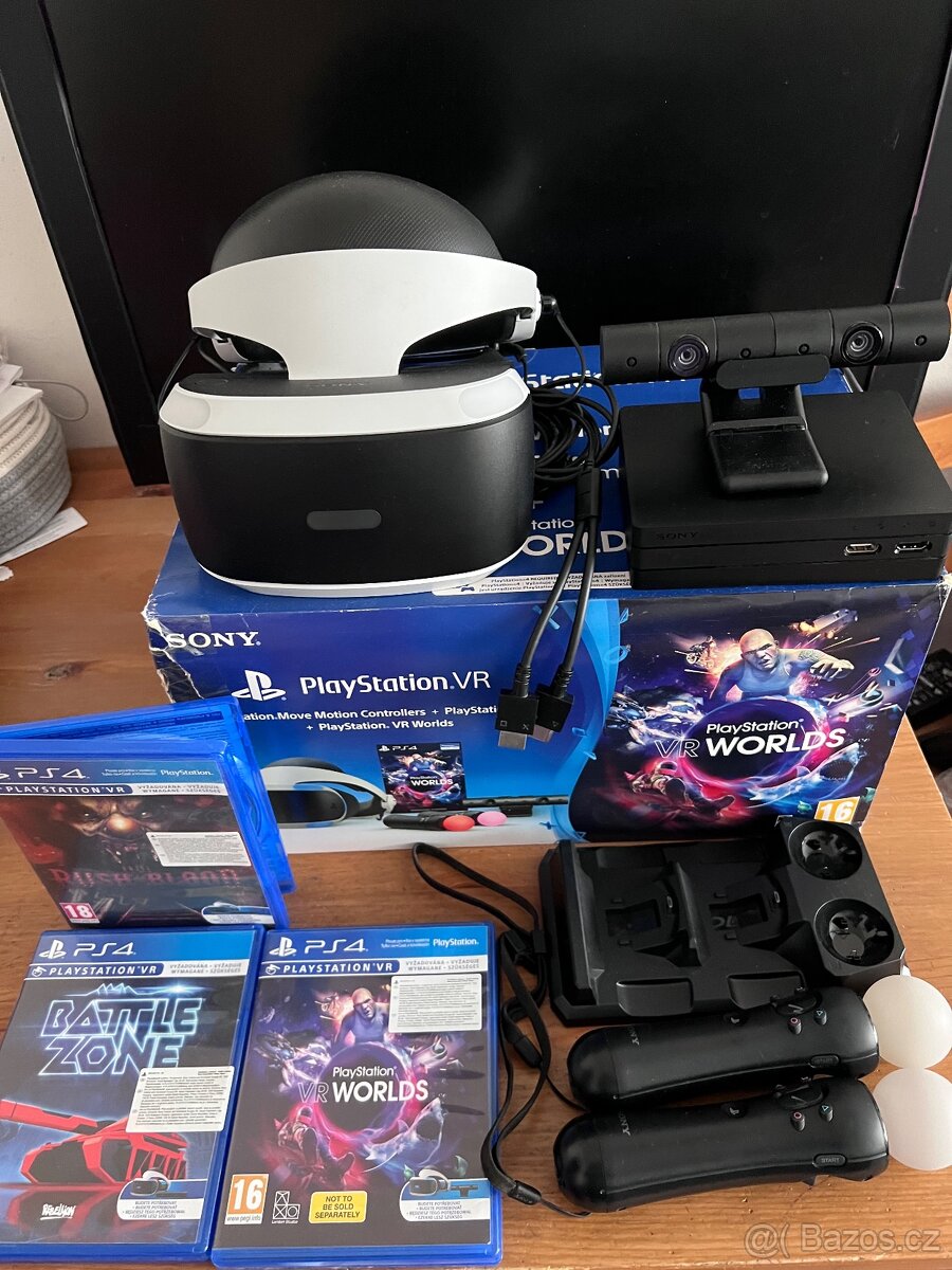 PSVR V2 + PS kamera V2 + PS ovladače a hry PS4 PS5 pěkný sta