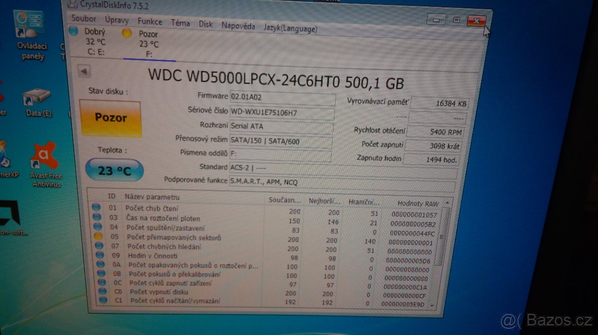 2.5" disk do notebooku Western digital 500 GB