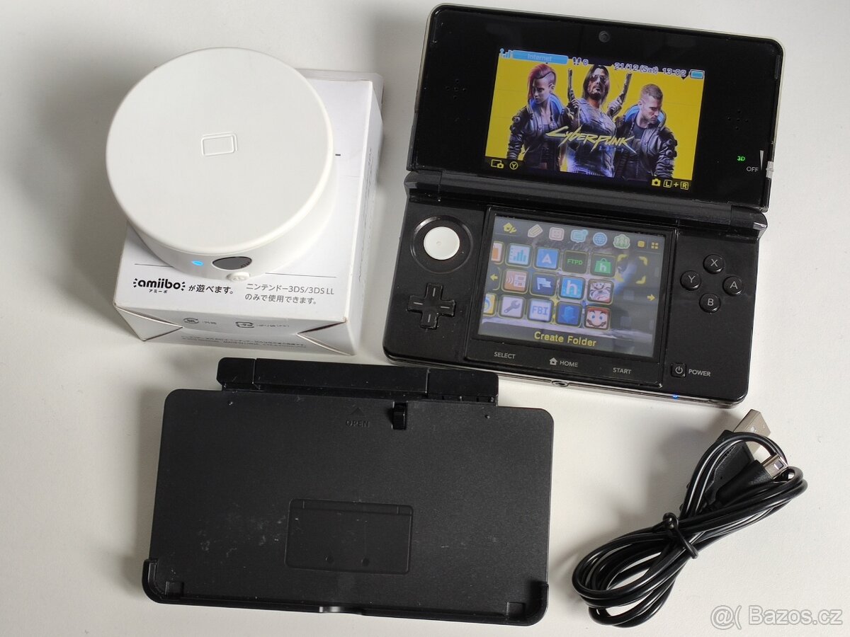 Nintendo 3DS Cosmos Black + homebrew hack a 64GB karta