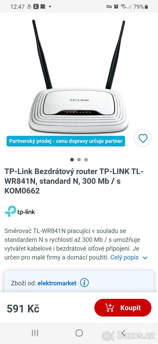 Bezdrátový wifi router zn.tp-link,model:TL-WR841N. Jako nový