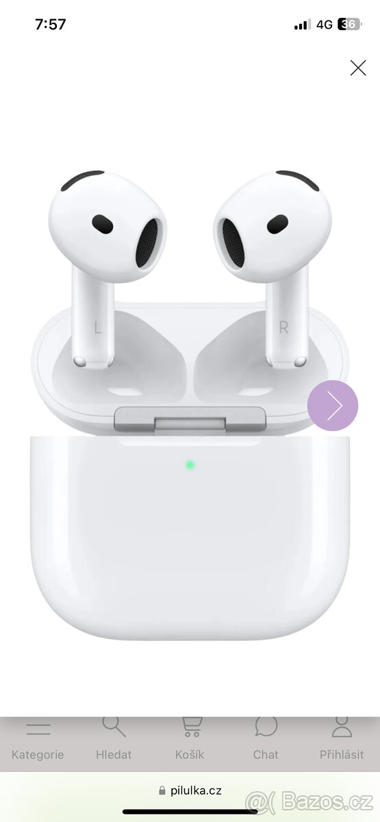 Apple AirPods s aktivním potlačením hluku (2024)