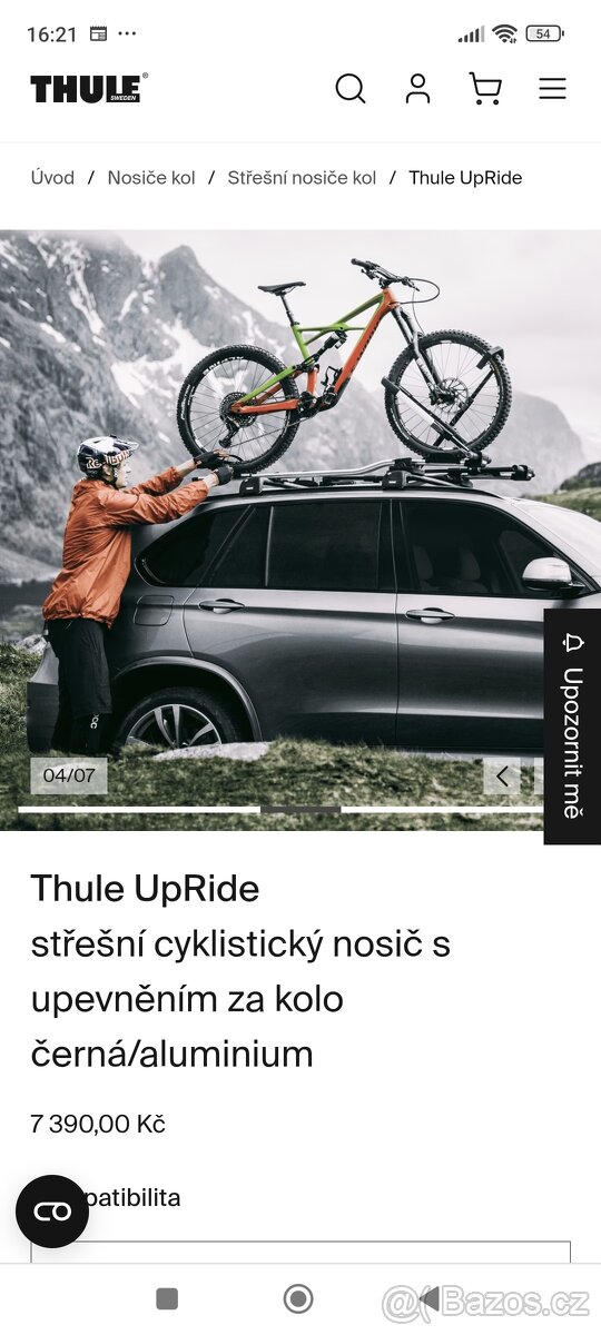 Střešní nosič kol