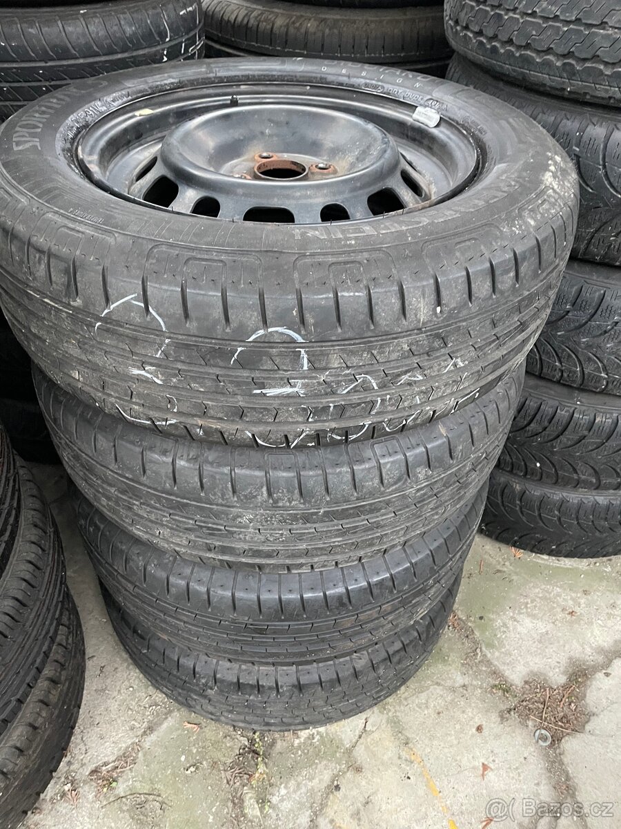 Plech disky 4x100 včetně letních pneu 195/65R15