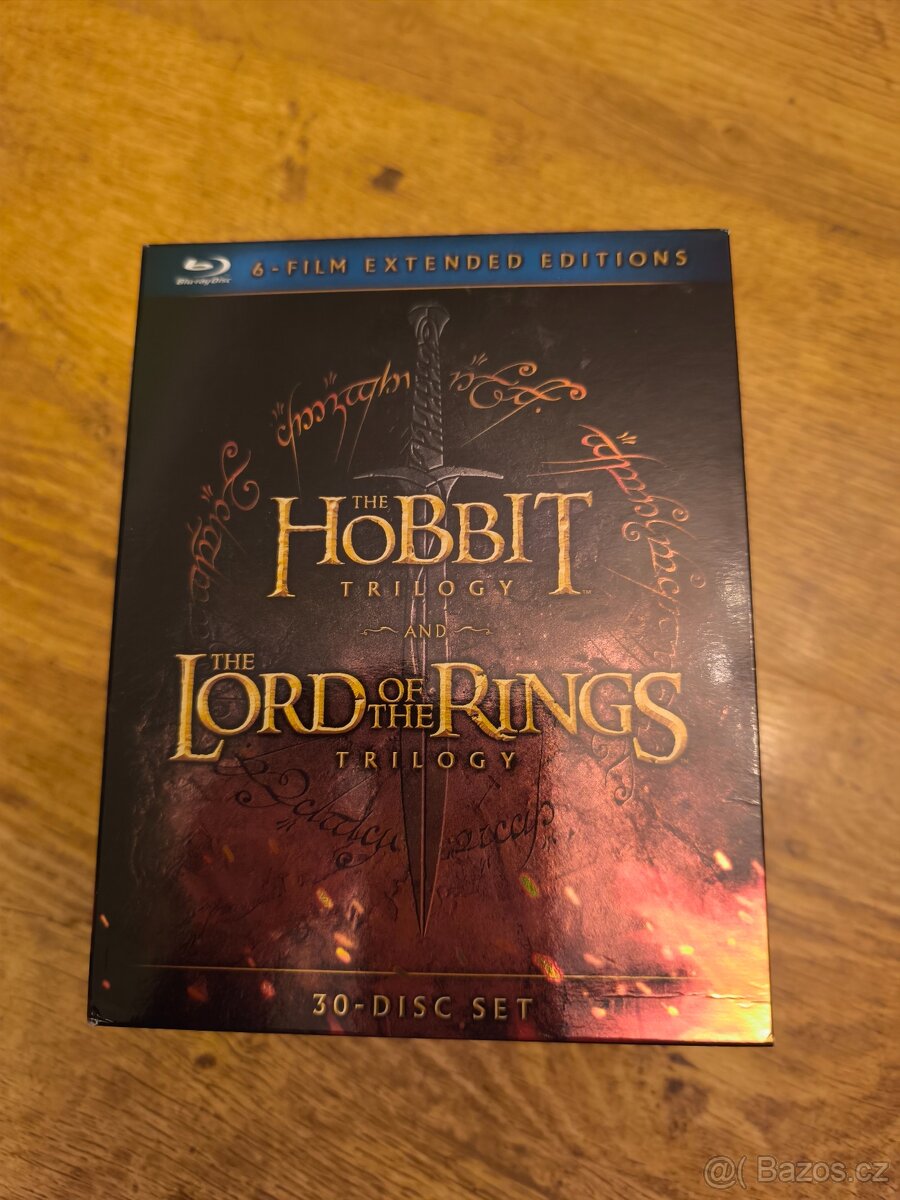 30 disků blu ray,trilogie Pán prstenů a trilogie Hobbit