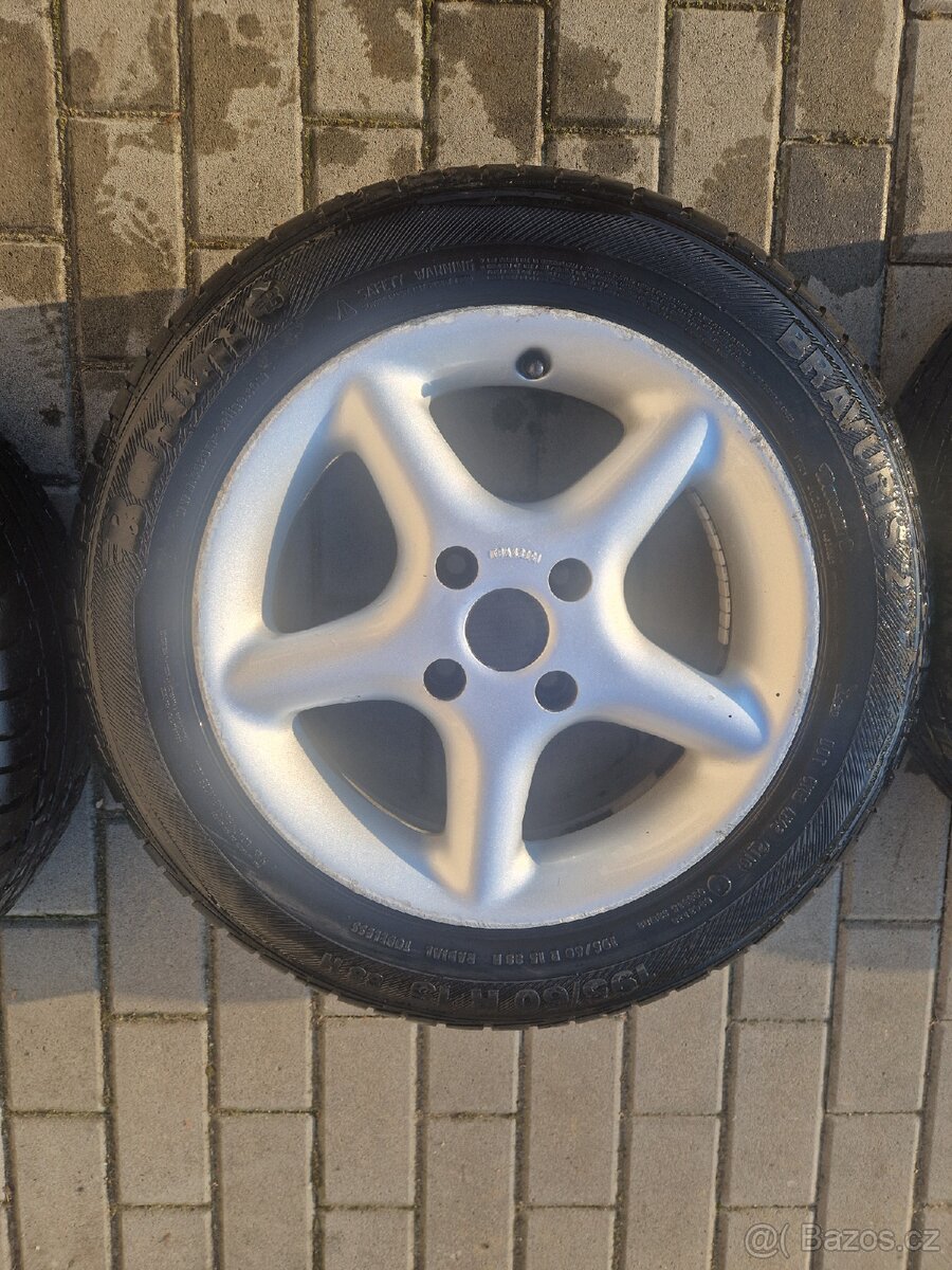 Alu Borbet 15" 4x108, pneu 7mm 195/60/15